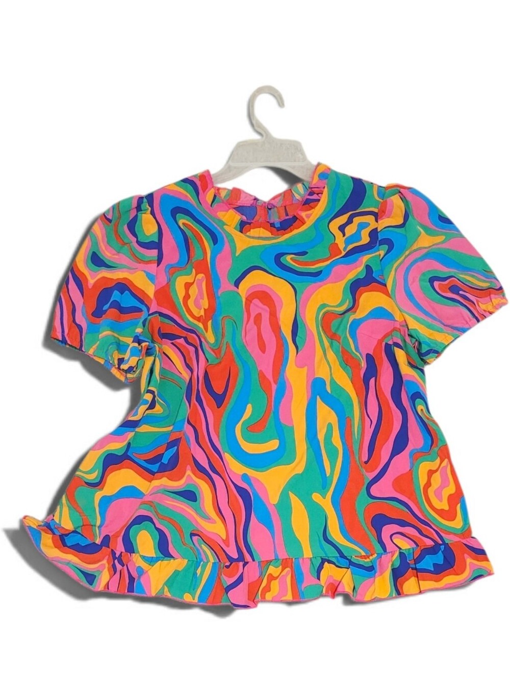 Emery Rose Colorful Ruffle Top
